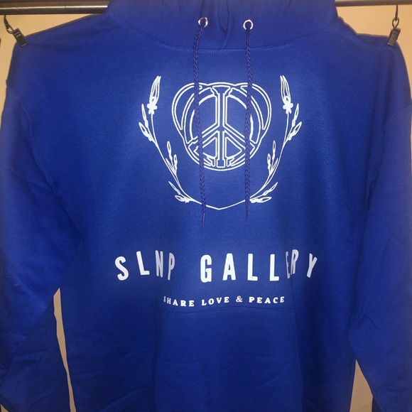 SLNP Gallery Share Love & Peace Lightweight Blue Hoodie - Picture 3 of 4